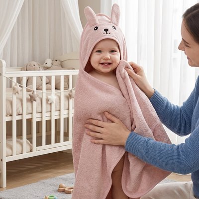 Cape de bain bébé | Ultra - douce absorbante - Maman - bebeshop