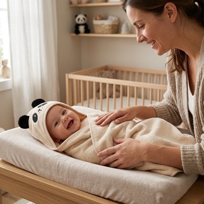 Cape de bain bébé | Ultra - douce absorbante - Maman - bebeshop