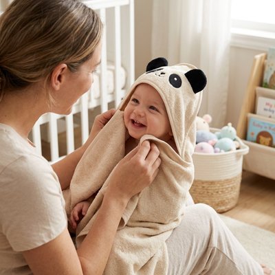 Cape de bain bébé | Ultra - douce absorbante - Maman - bebeshop