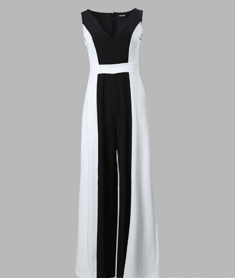 Ensemble Pantalon Une Pièce avec Ceinture | Chic et Tendance (Noir et Blanc) - Maman-bebeshop