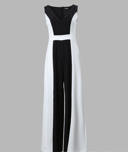 Ensemble Pantalon Une Pièce avec Ceinture | Chic et Tendance (Noir et Blanc) - Maman-bebeshop