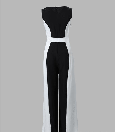 Ensemble Pantalon Une Pièce avec Ceinture | Chic et Tendance (Noir et Blanc) - Maman-bebeshop