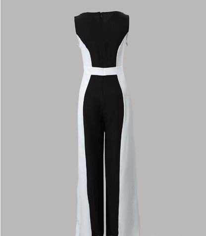 Ensemble Pantalon Une Pièce avec Ceinture | Chic et Tendance (Noir et Blanc) - Maman-bebeshop