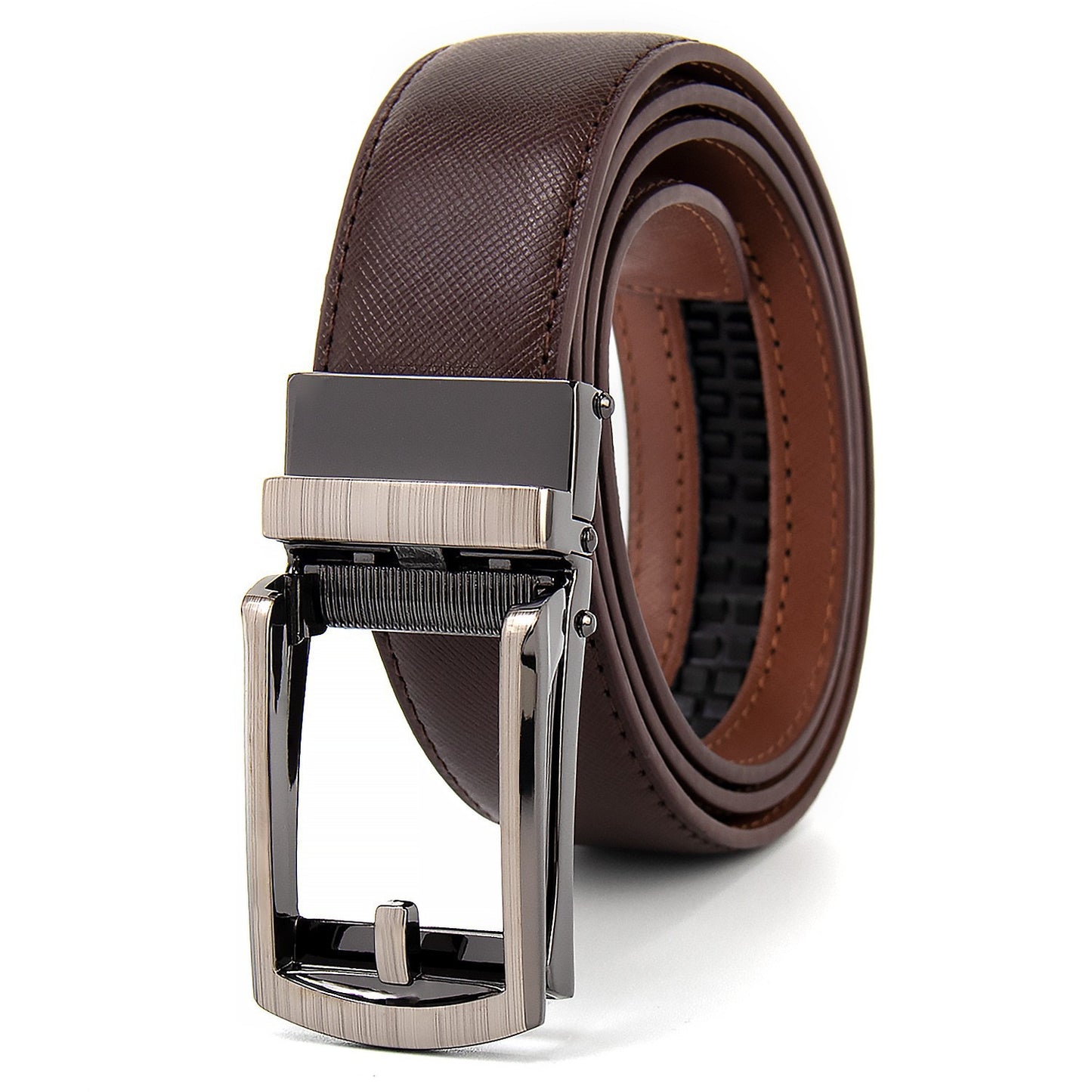 Ceinture avec Clip automatique en cuir pour homme à deux couches de cuir de vache