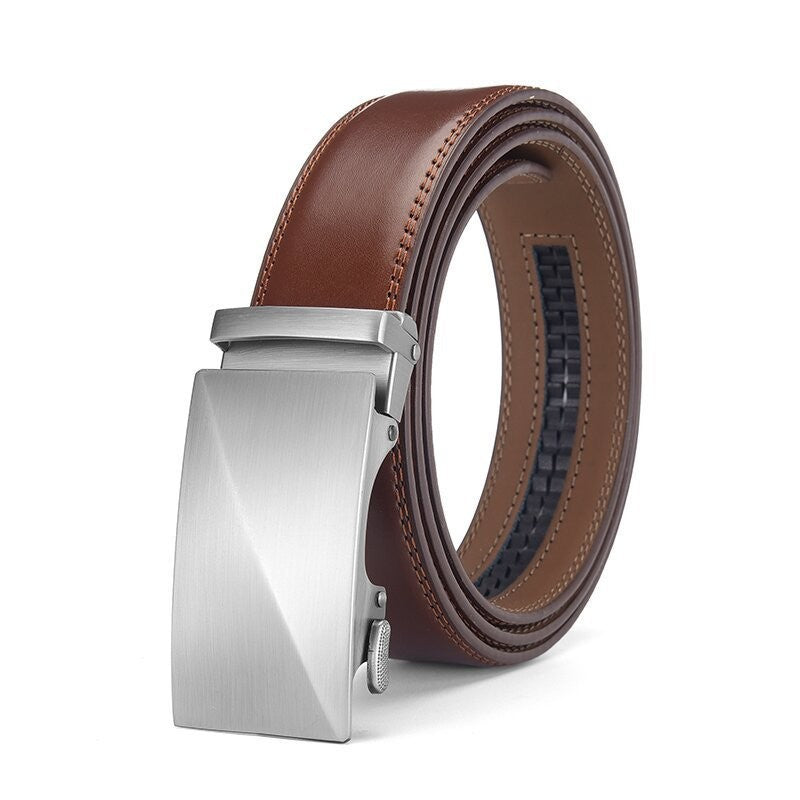 Ceinture avec Clip automatique en cuir pour homme à deux couches de cuir de vache