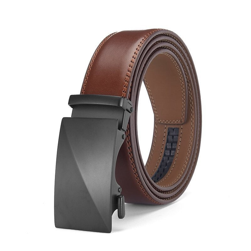 Ceinture avec Clip automatique en cuir pour homme à deux couches de cuir de vache